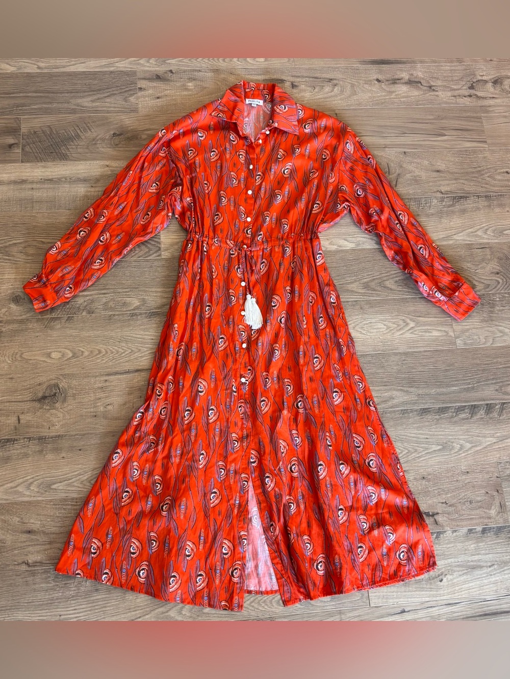 Paolita Peacock Print Shirtdress – Red Feather Boho Midi Dress